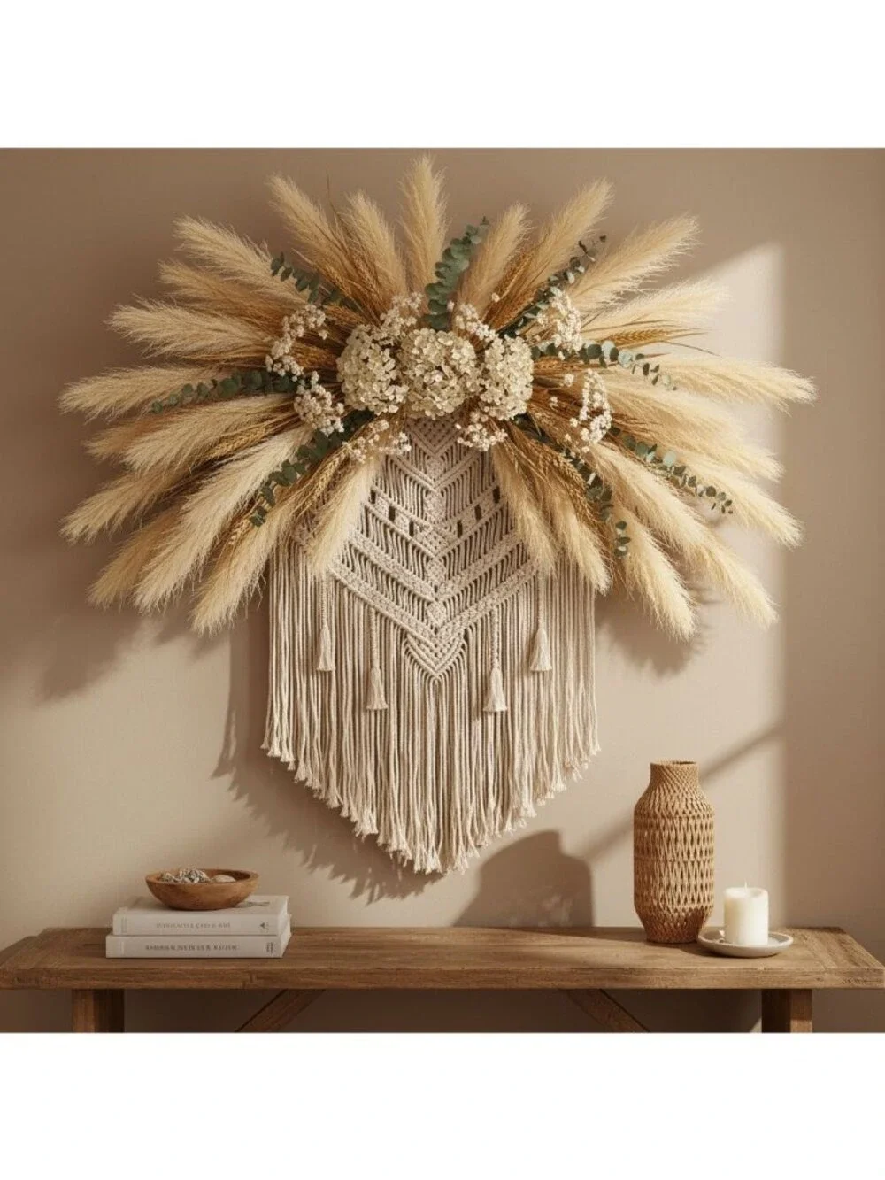 Cream Pampas Grass 3 Stem Faux Pampas Beige Neutral Vase Filler Farmhouse
